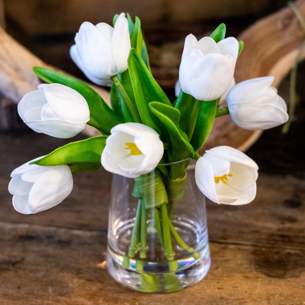 White Spring Tulips Illusion Vase