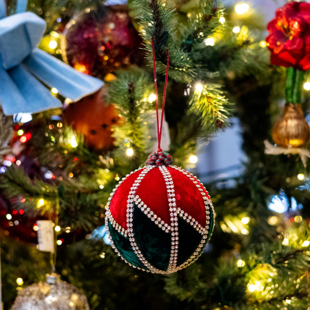 Velvet Zig Zag Jewel Ball Ornament