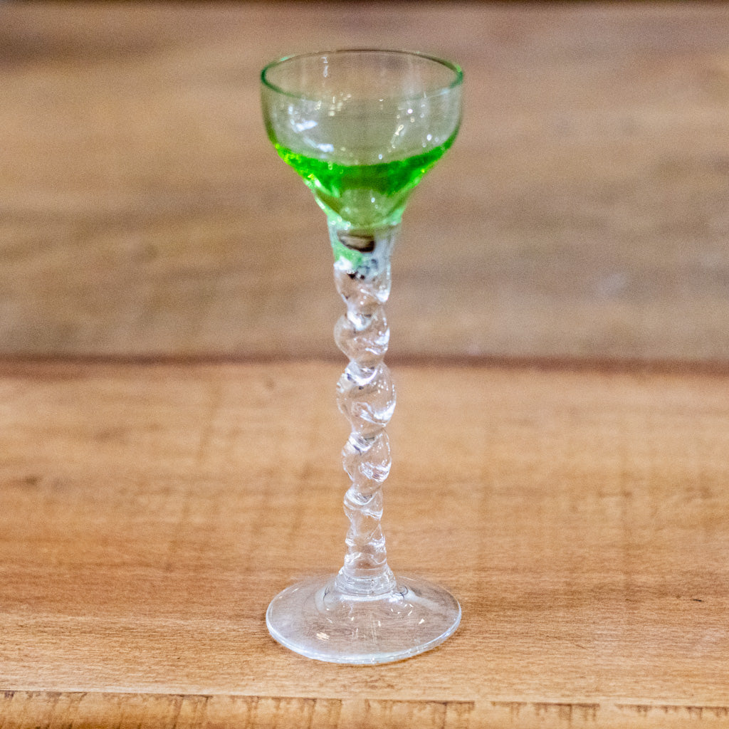 Set of Six Handblown "Barley Twist" Liqueur Glasses
