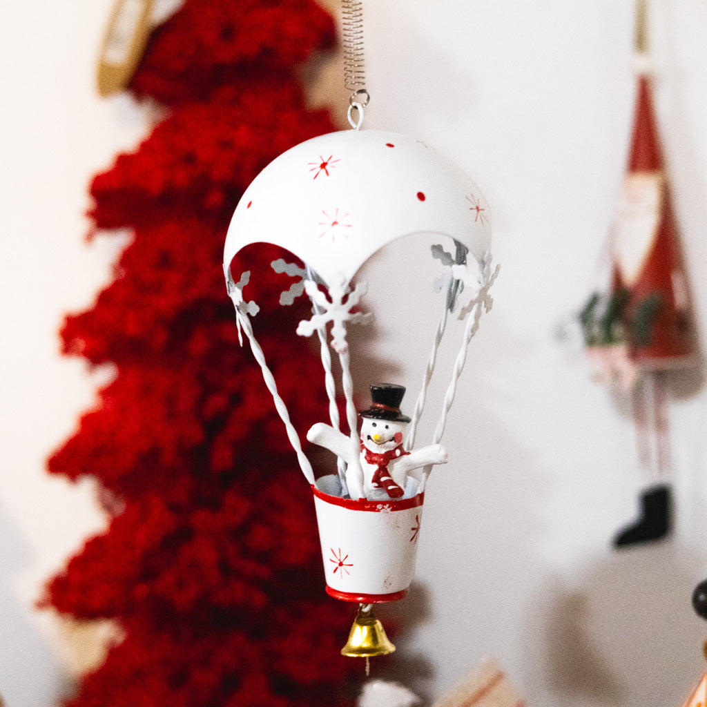 Metal Ballooning Snowman on Springs Ornament