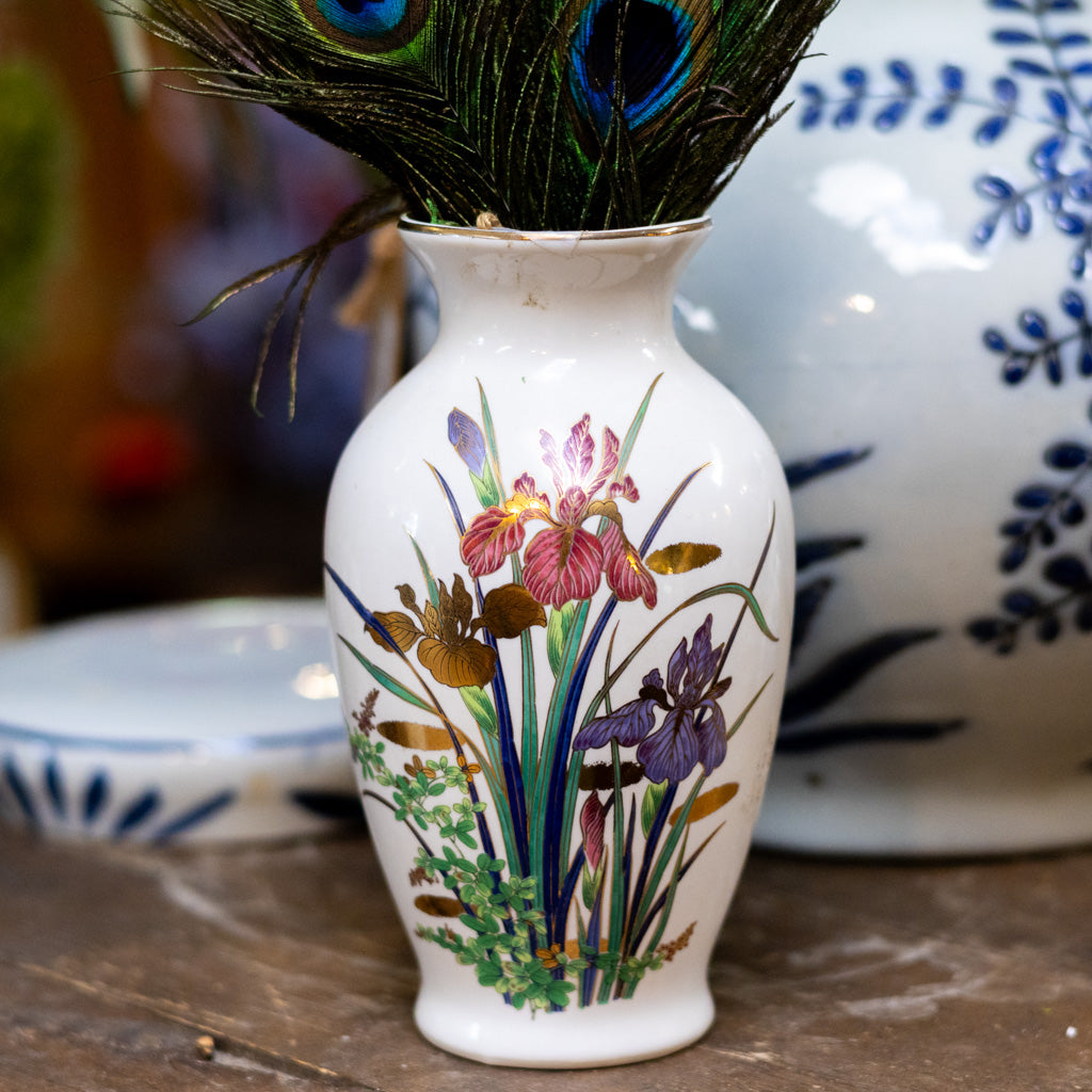 Vintage Iris Japanese Vase