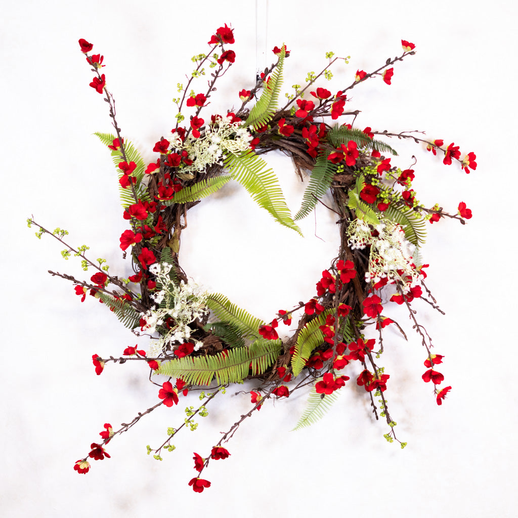 Red Cherry Blossom Wreath