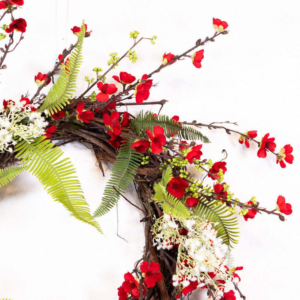 Red Cherry Blossom Wreath