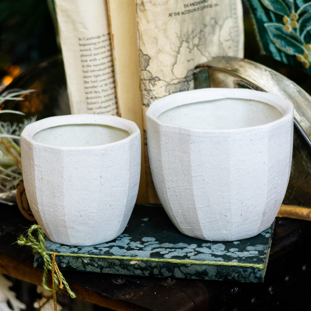 Bono White Terracotta Glazed Pot Medium