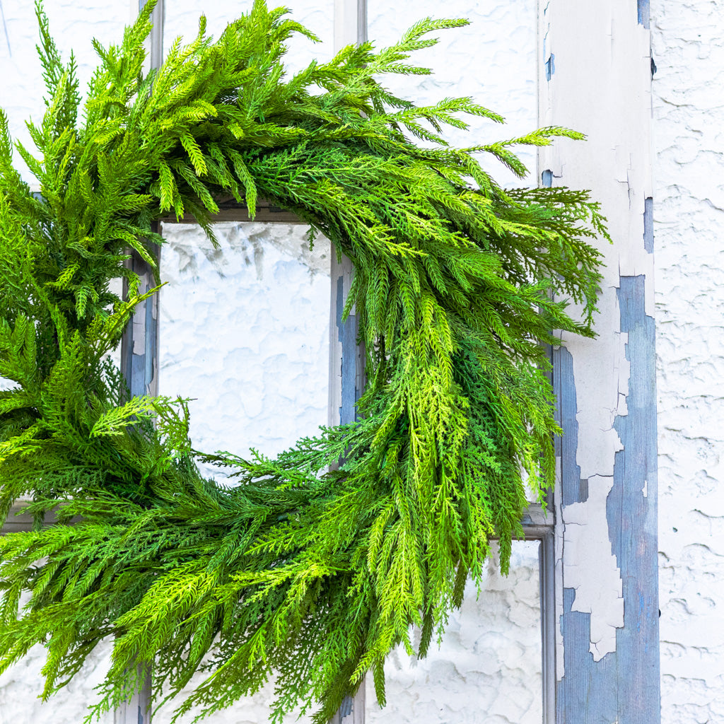 24"D Woodland Evergreen Wreath Real Touch