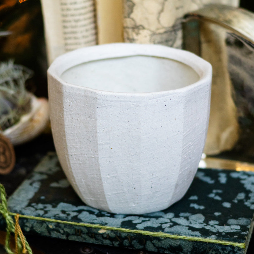 Bono White Terracotta Glazed Pot Medium