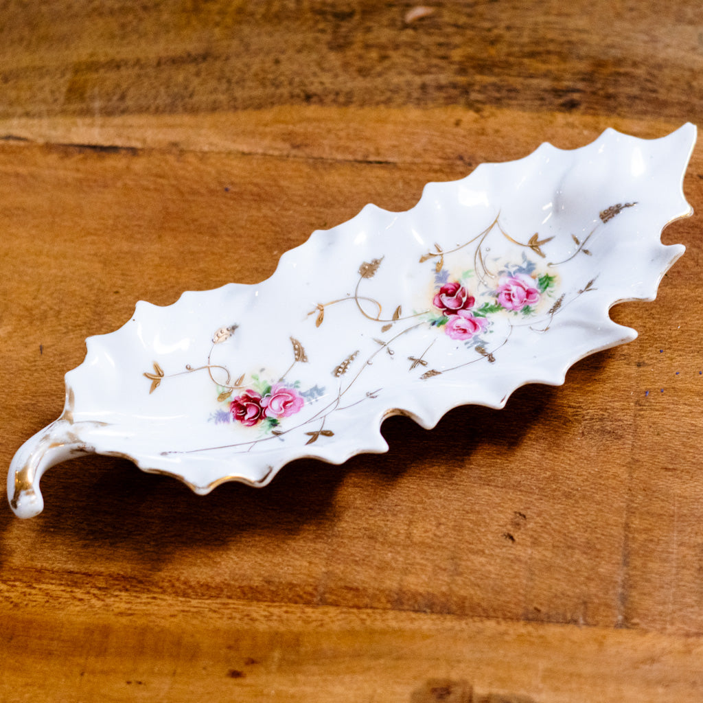 Vintage Porcelain Leaf Trinket Dish