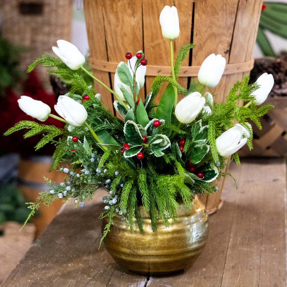 Grand White Tulip Holiday Bouquet