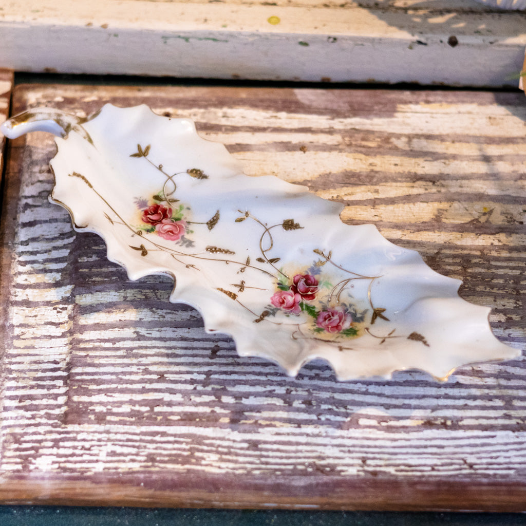 Vintage Porcelain Leaf Trinket Dish