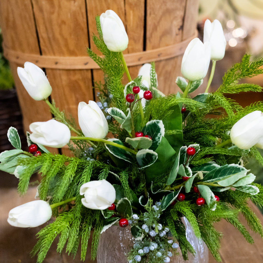 Grand White Tulip Holiday Bouquet