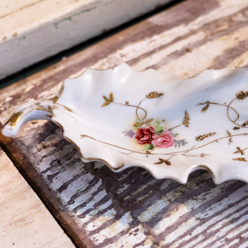 Vintage Porcelain Leaf Trinket Dish