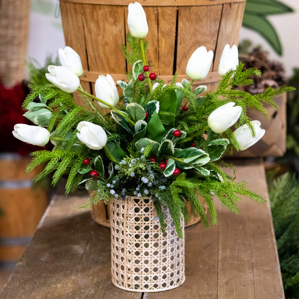 Grand White Tulip Holiday Bouquet