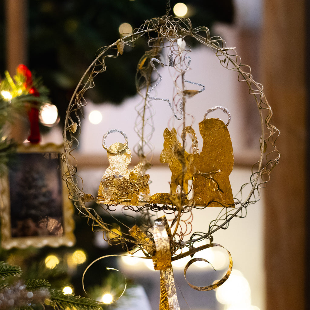 Wire Globe Nativity Ornament