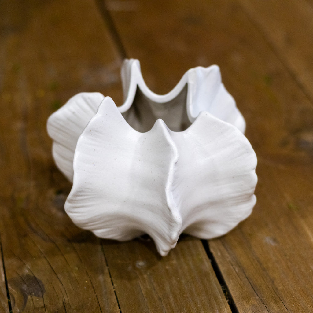 White Ceramic Pod Vase Short
