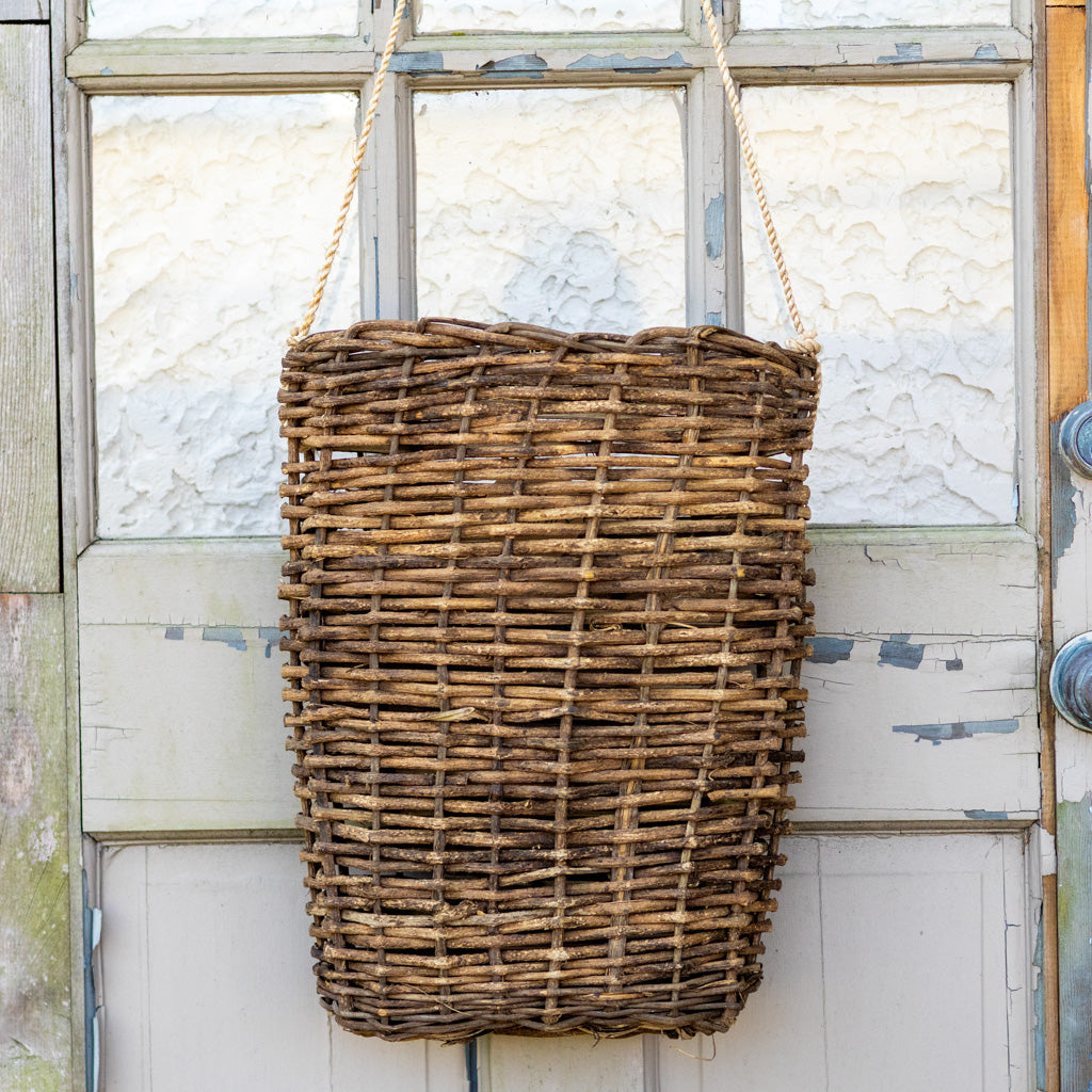 Small Woven Door Basket with Rope Hanger