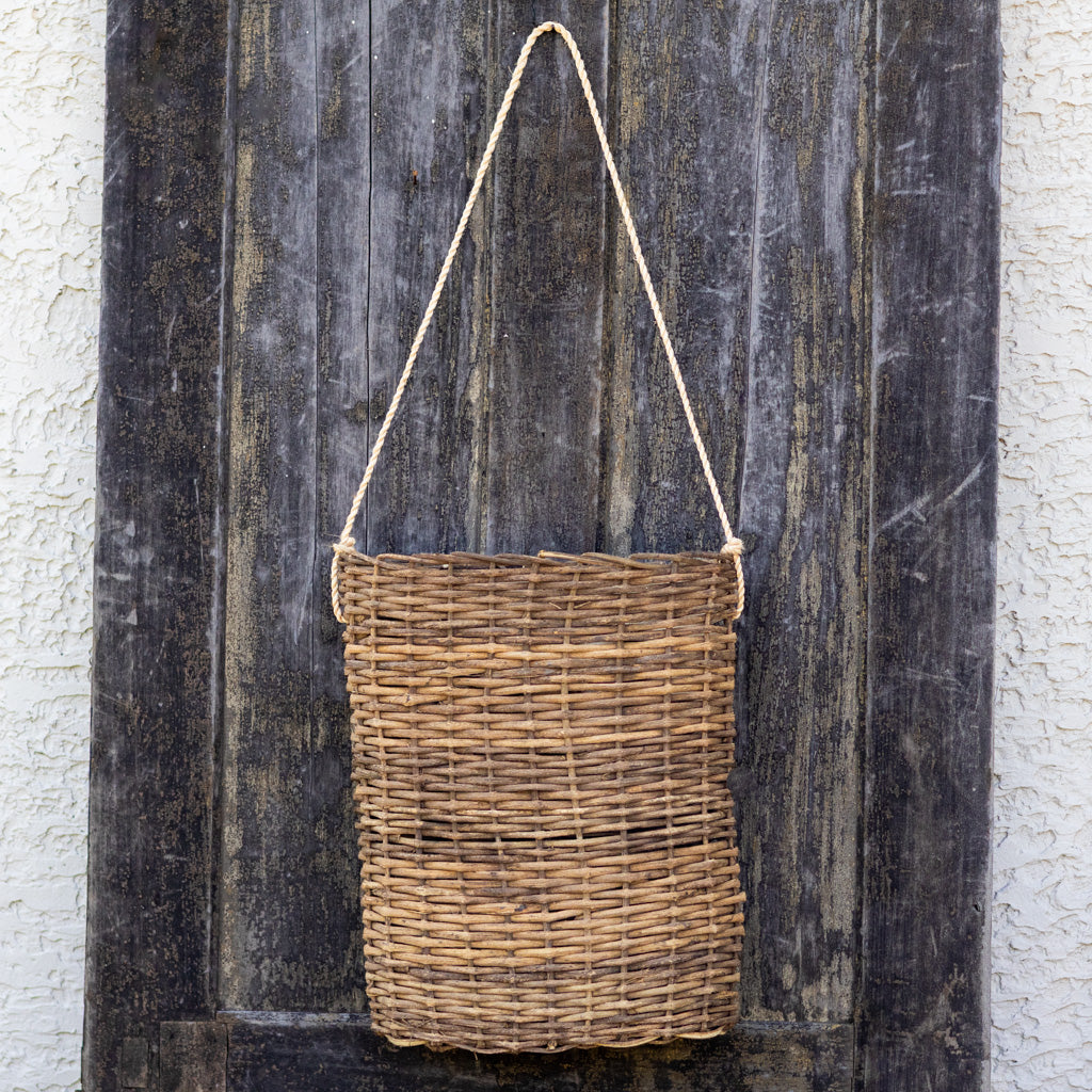 Large Woven Door Basket with Rope Hanger
