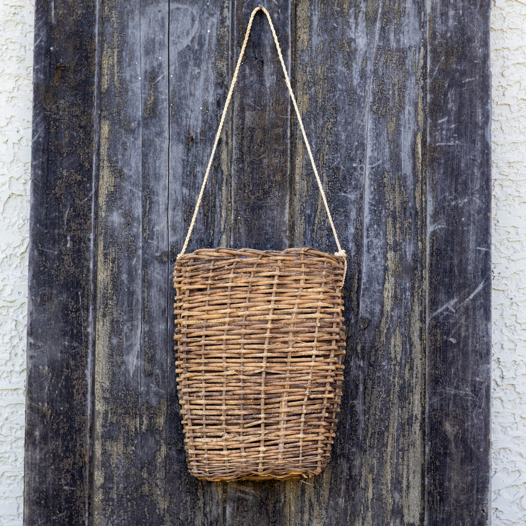 Small Woven Door Basket with Rope Hanger