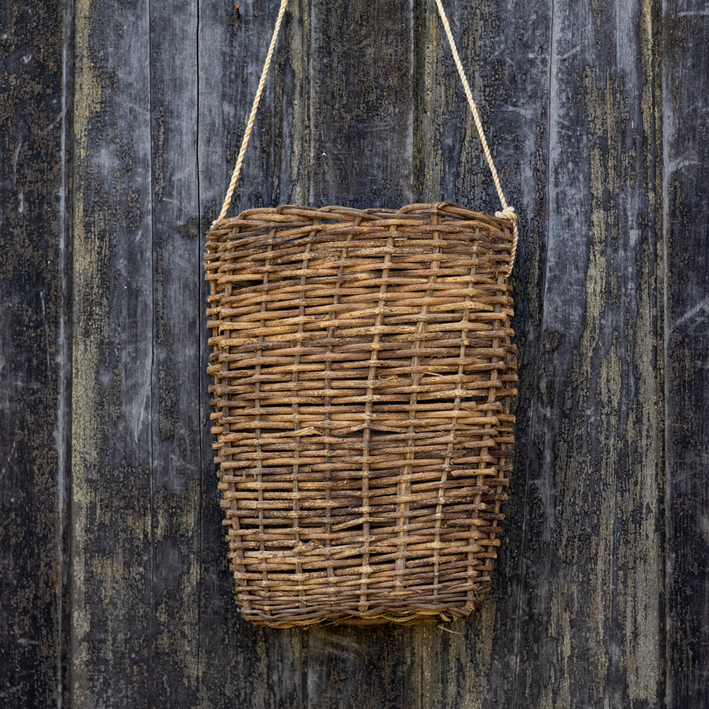 Small Woven Door Basket with Rope Hanger