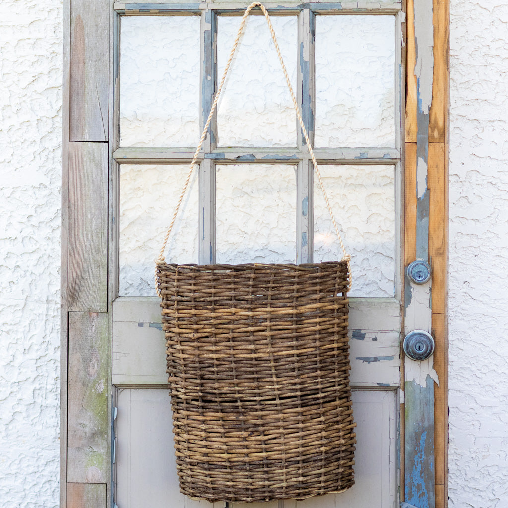 Large Woven Door Basket with Rope Hanger