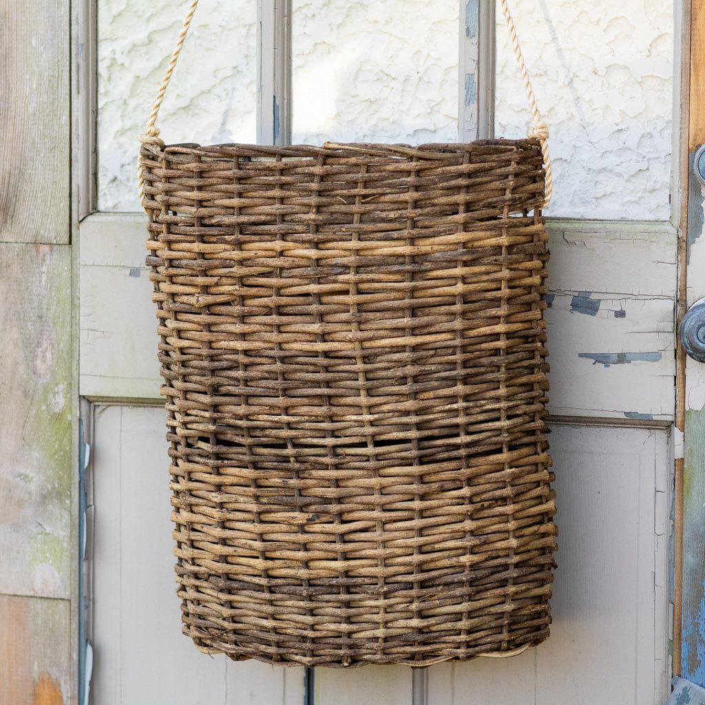 Large Woven Door Basket with Rope Hanger
