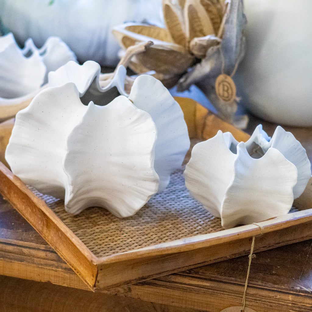 White Ceramic Pod Vase Short