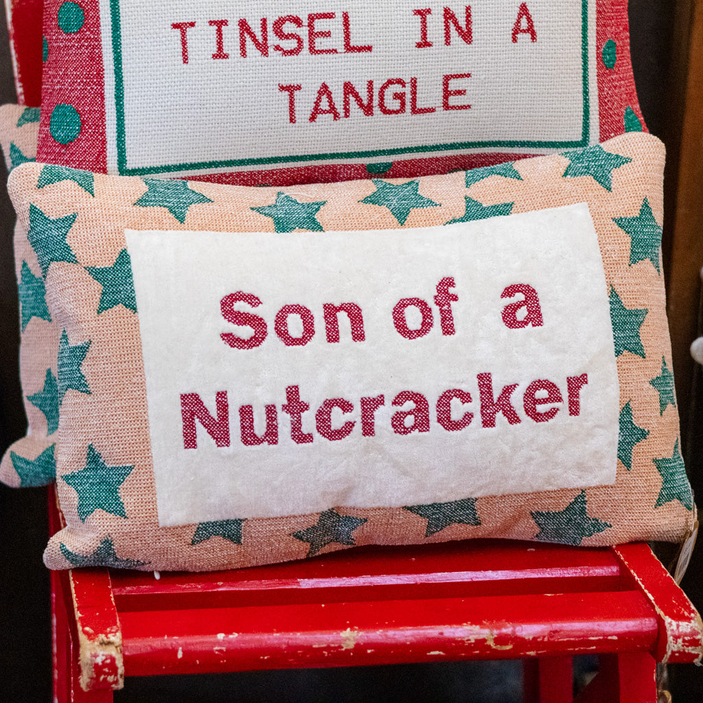"Son of a Nutcracker" with Star Pattern Cotton Lumbar Pillow