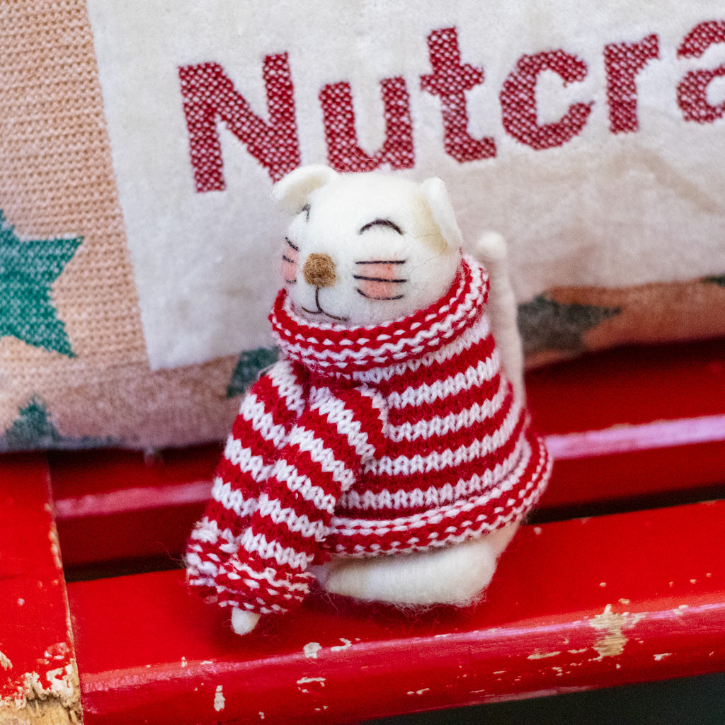 Wool Cat with Striped Sweater Ornament