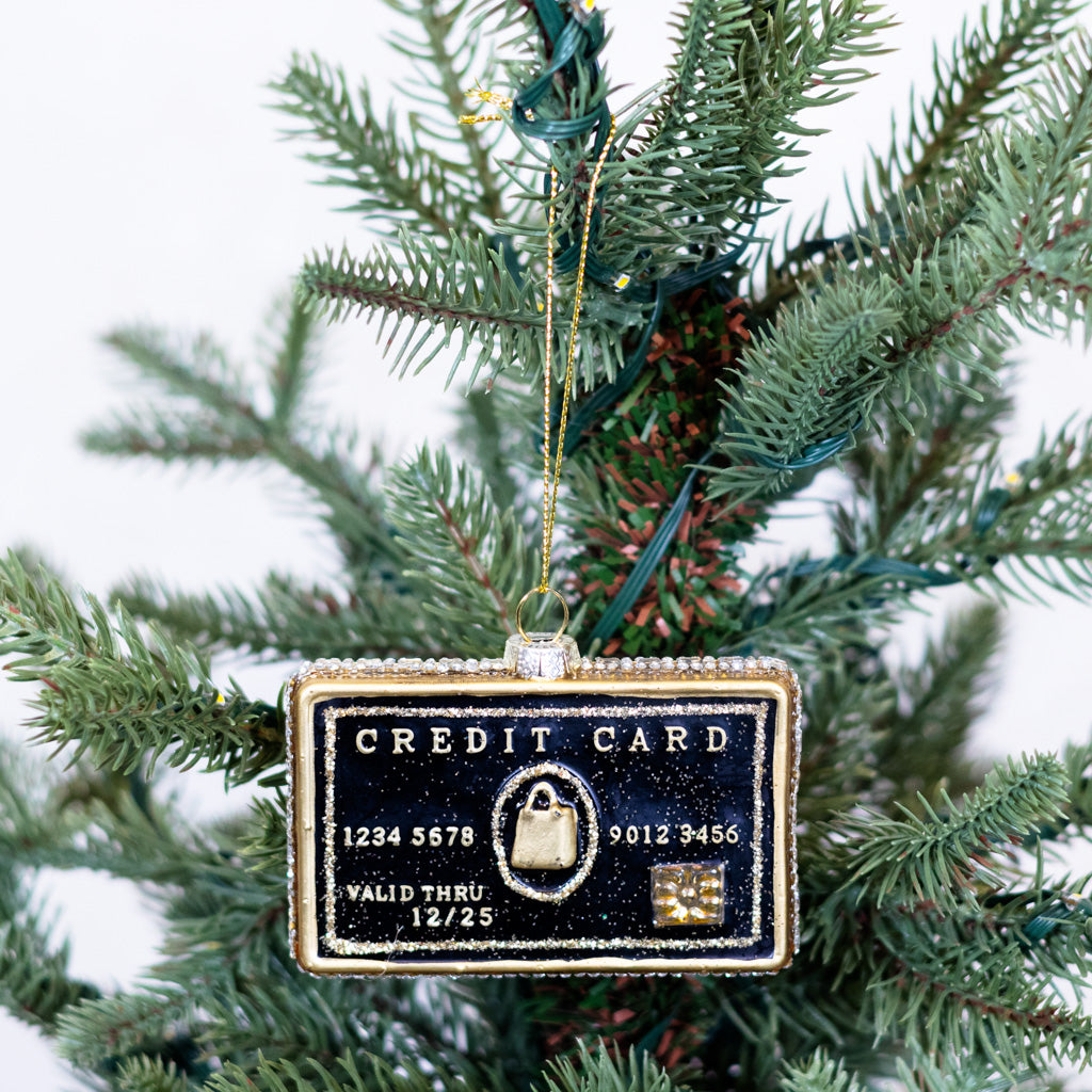 Black Credit Card Glass Ornament