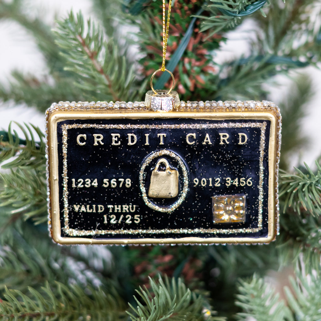 Black Credit Card Glass Ornament