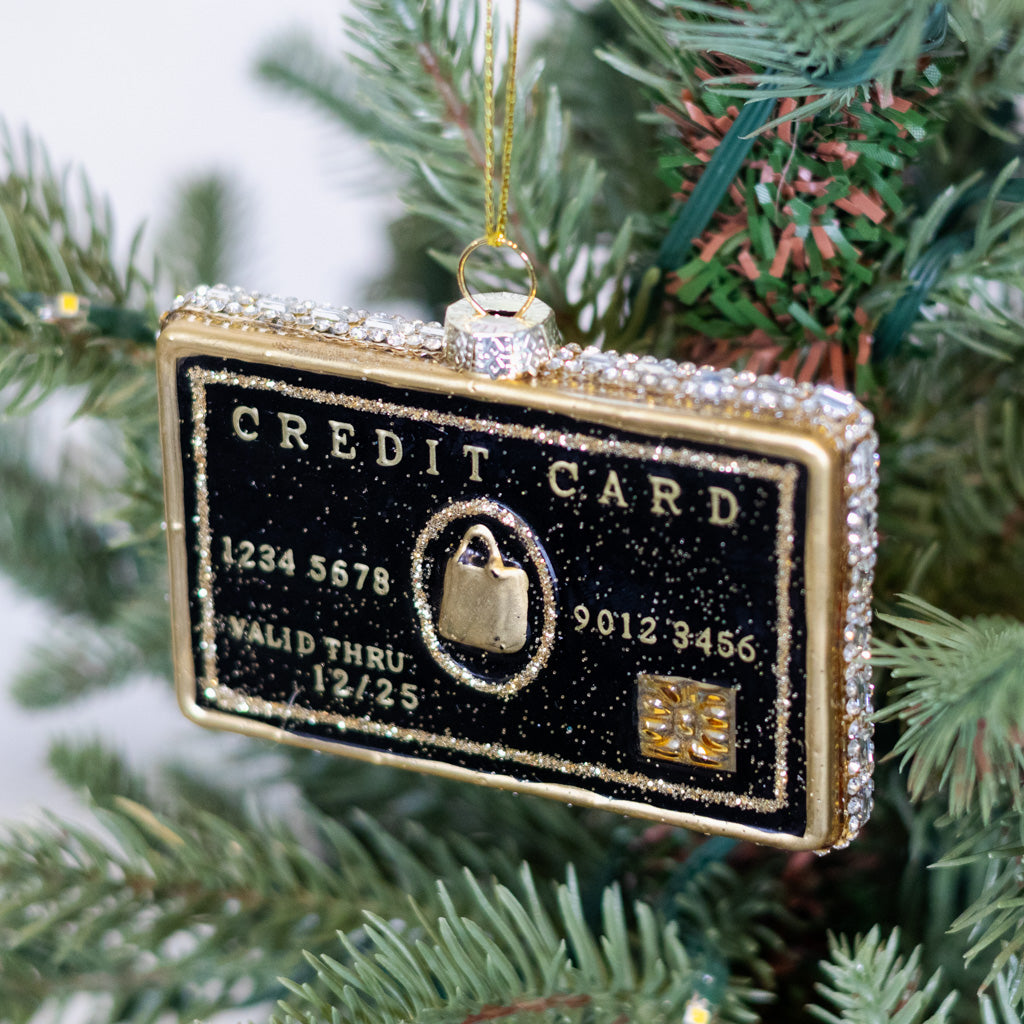 Black Credit Card Glass Ornament