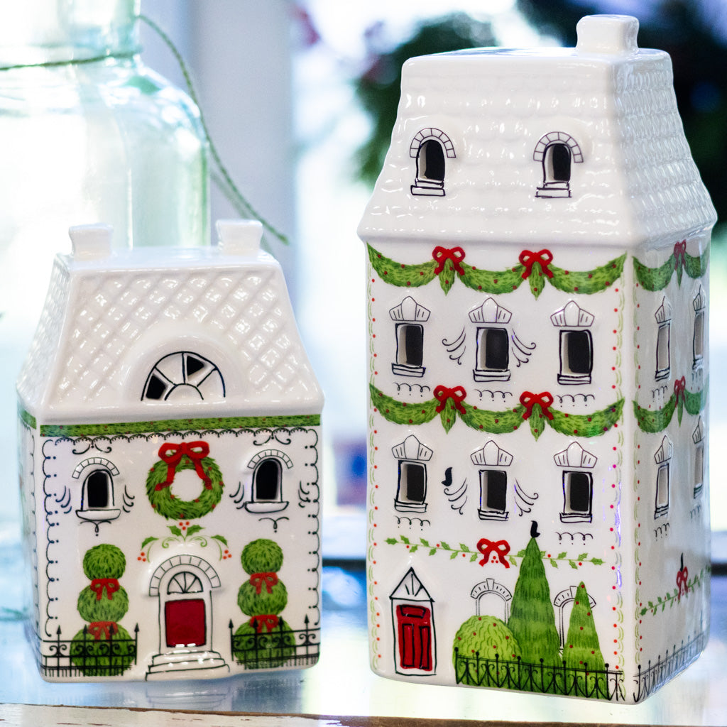 Tall Ceramic Lighted Village House