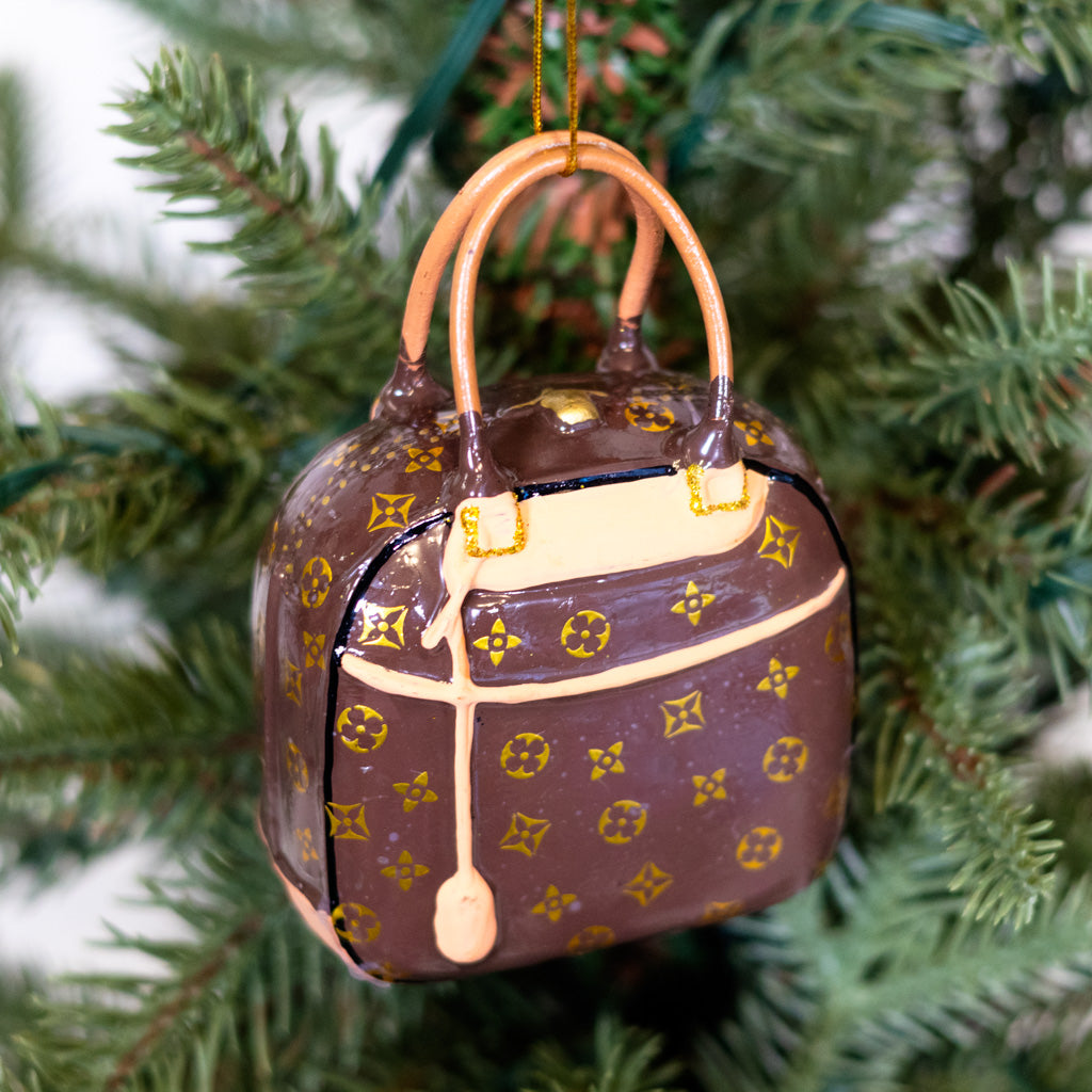 Luxury Brown Handbag Glass Onament