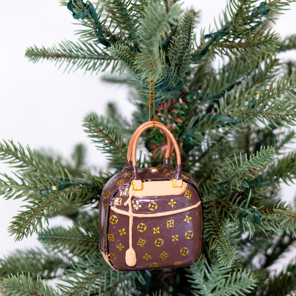 Luxury Brown Handbag Glass Onament