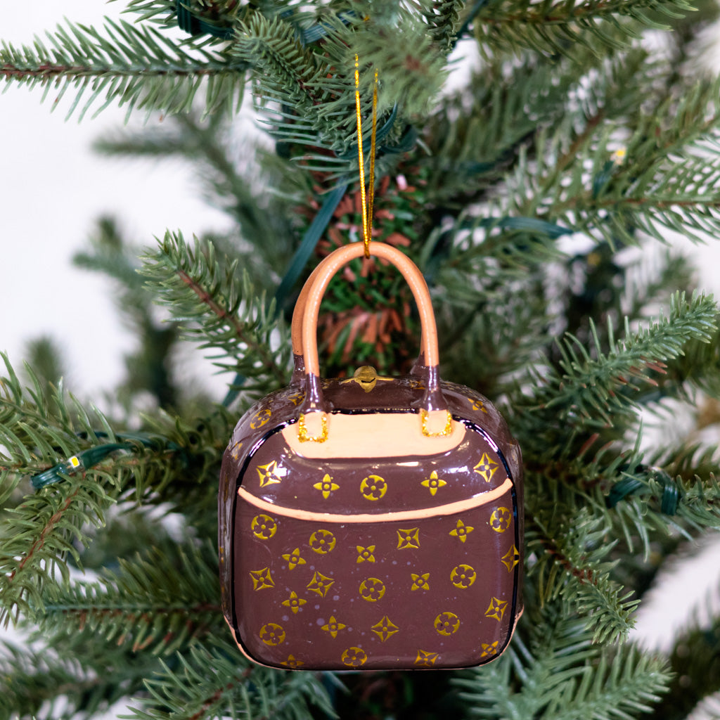 Luxury Brown Handbag Glass Onament