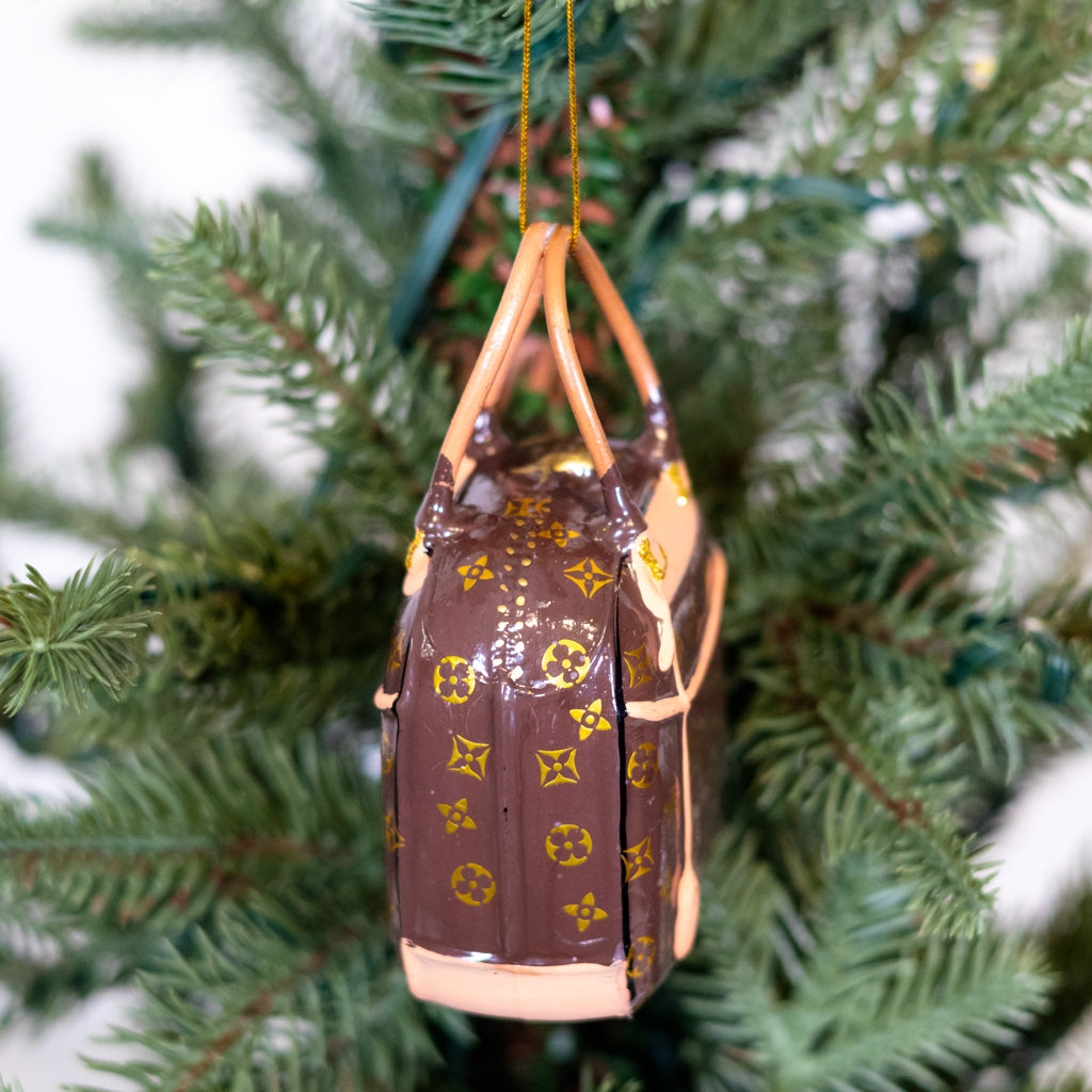 Luxury Brown Handbag Glass Onament