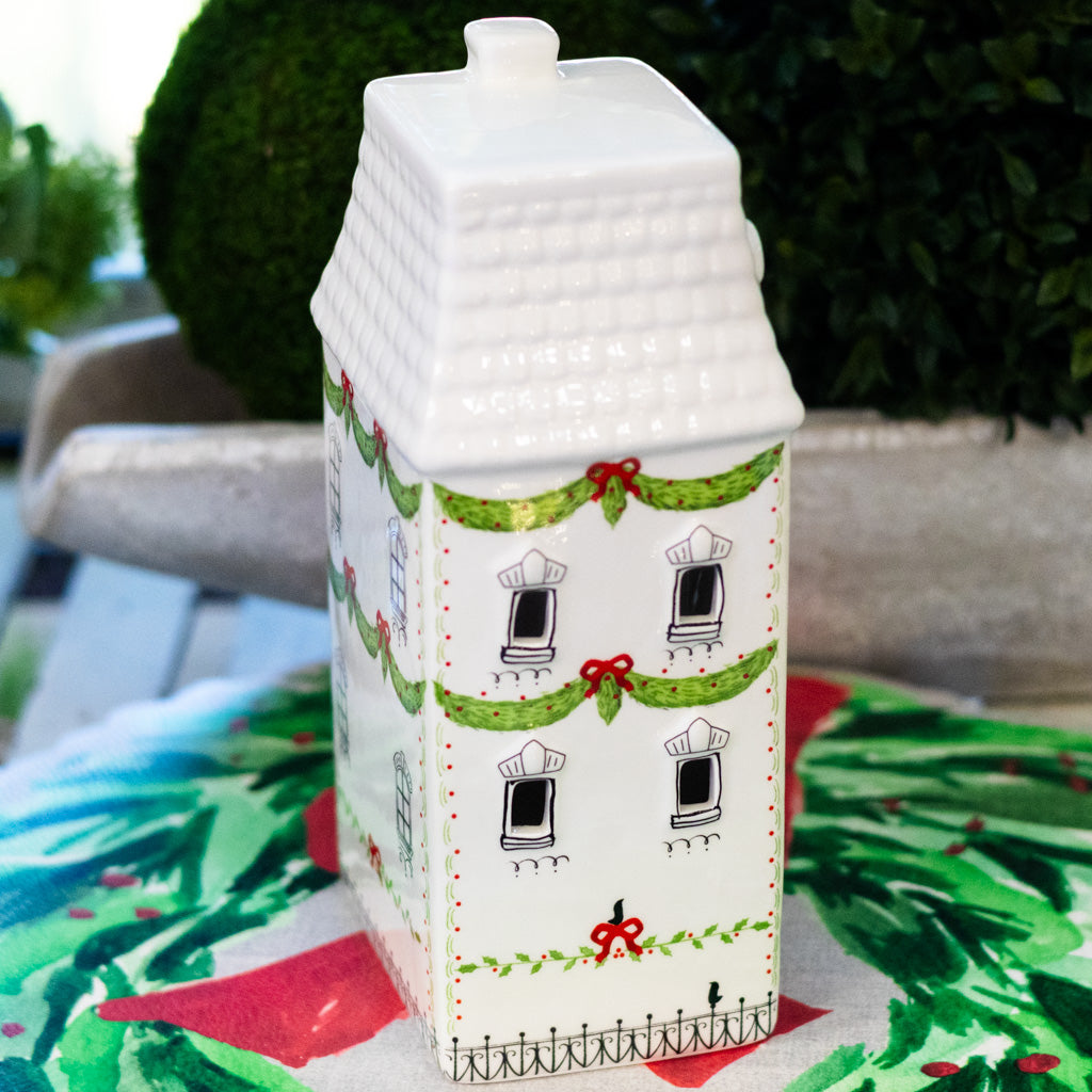 Tall Ceramic Lighted Village House