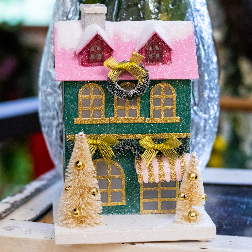 Green Wreath Multicolored Paper House
