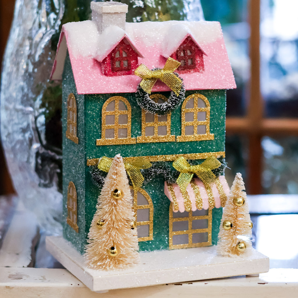 Green Wreath Multicolored Paper House