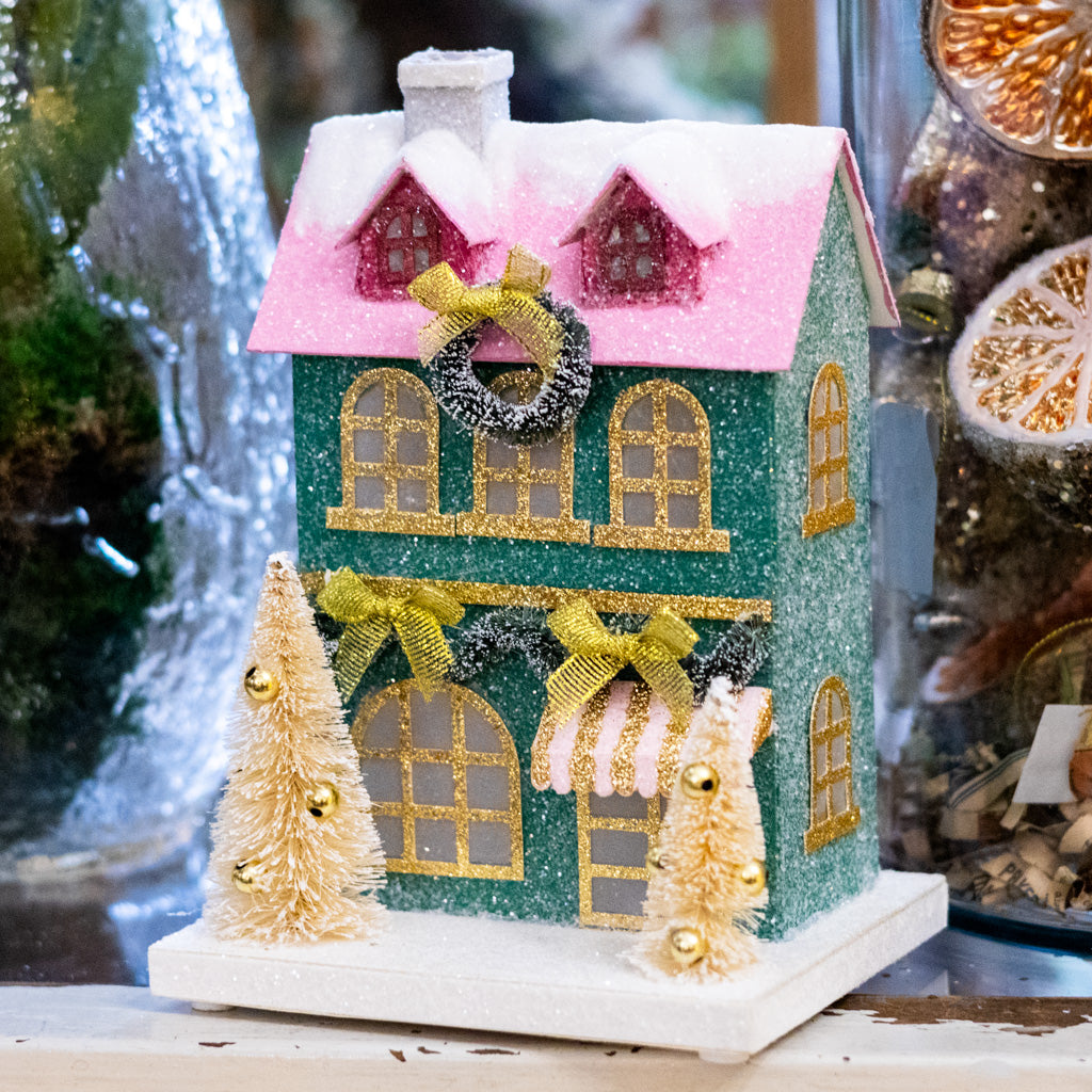 Green Wreath Multicolored Paper House