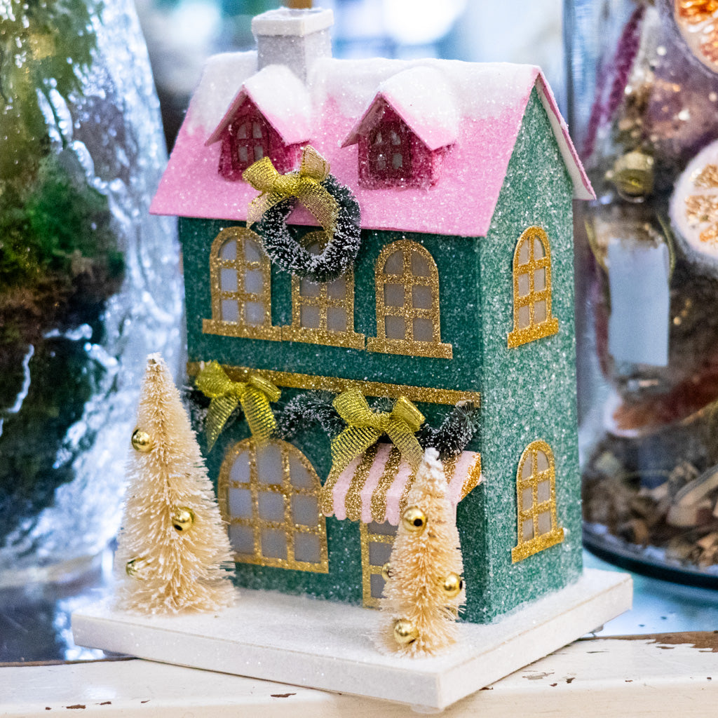 Green Wreath Multicolored Paper House