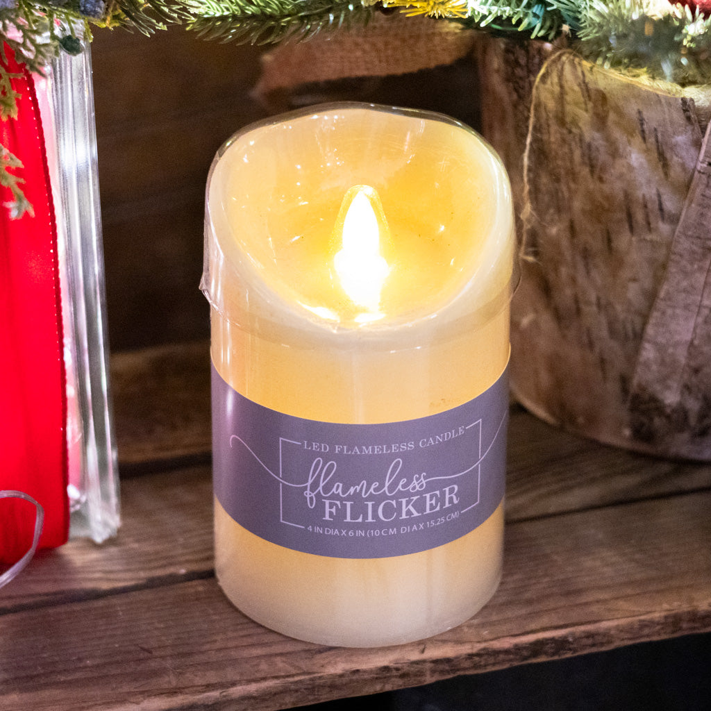 Flameless Flickering Candle with Timer Ivory Medium
