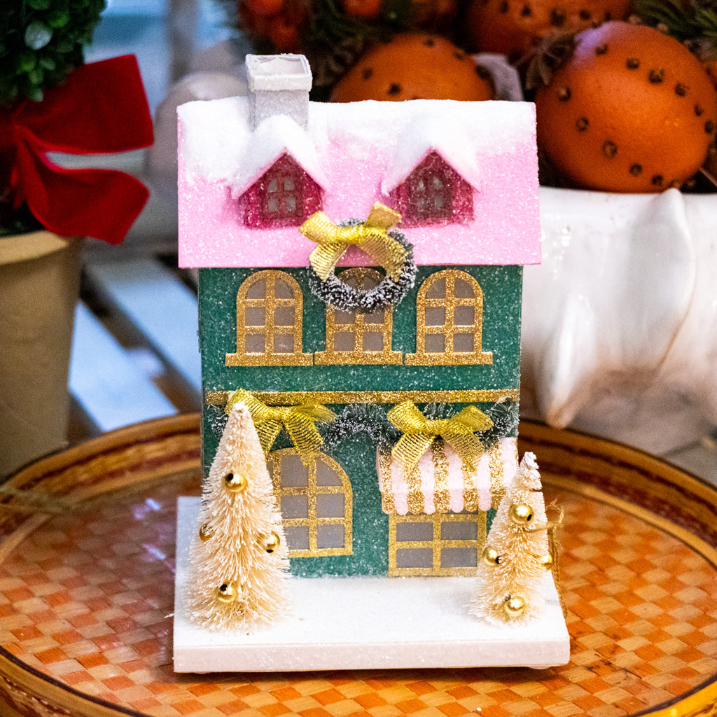 Green Wreath Multicolored Paper House