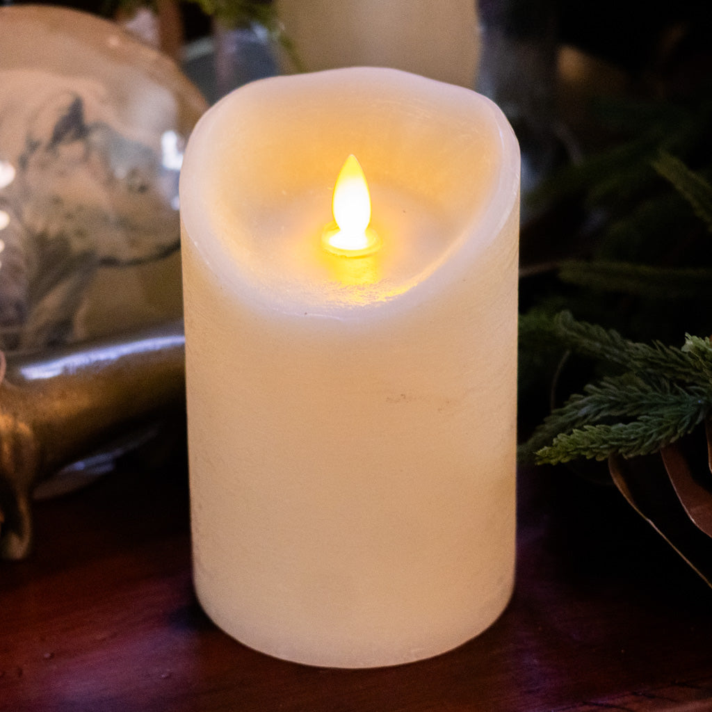 Flameless Flickering Candle with Timer Ivory Medium