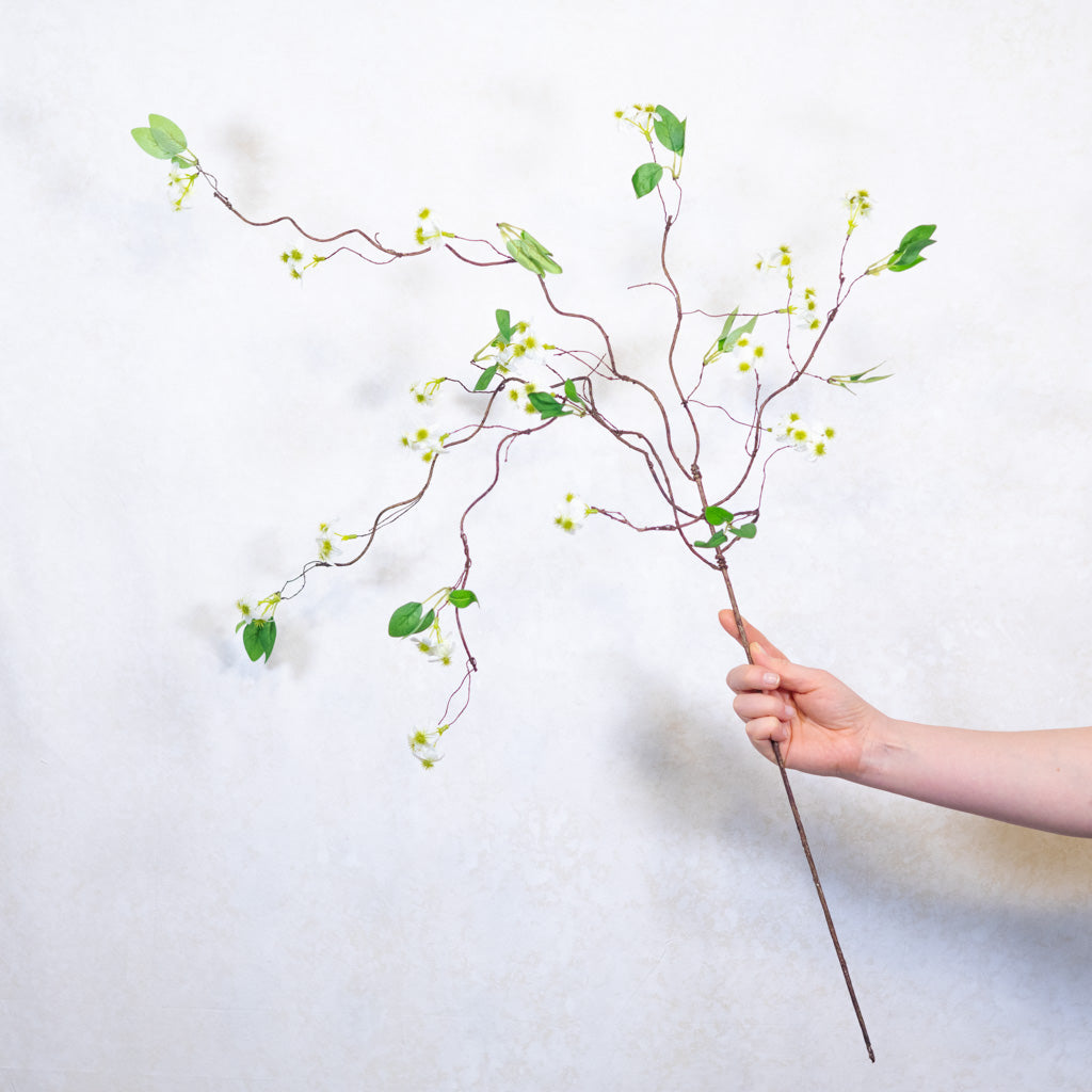 Mini White Green Floral Branch