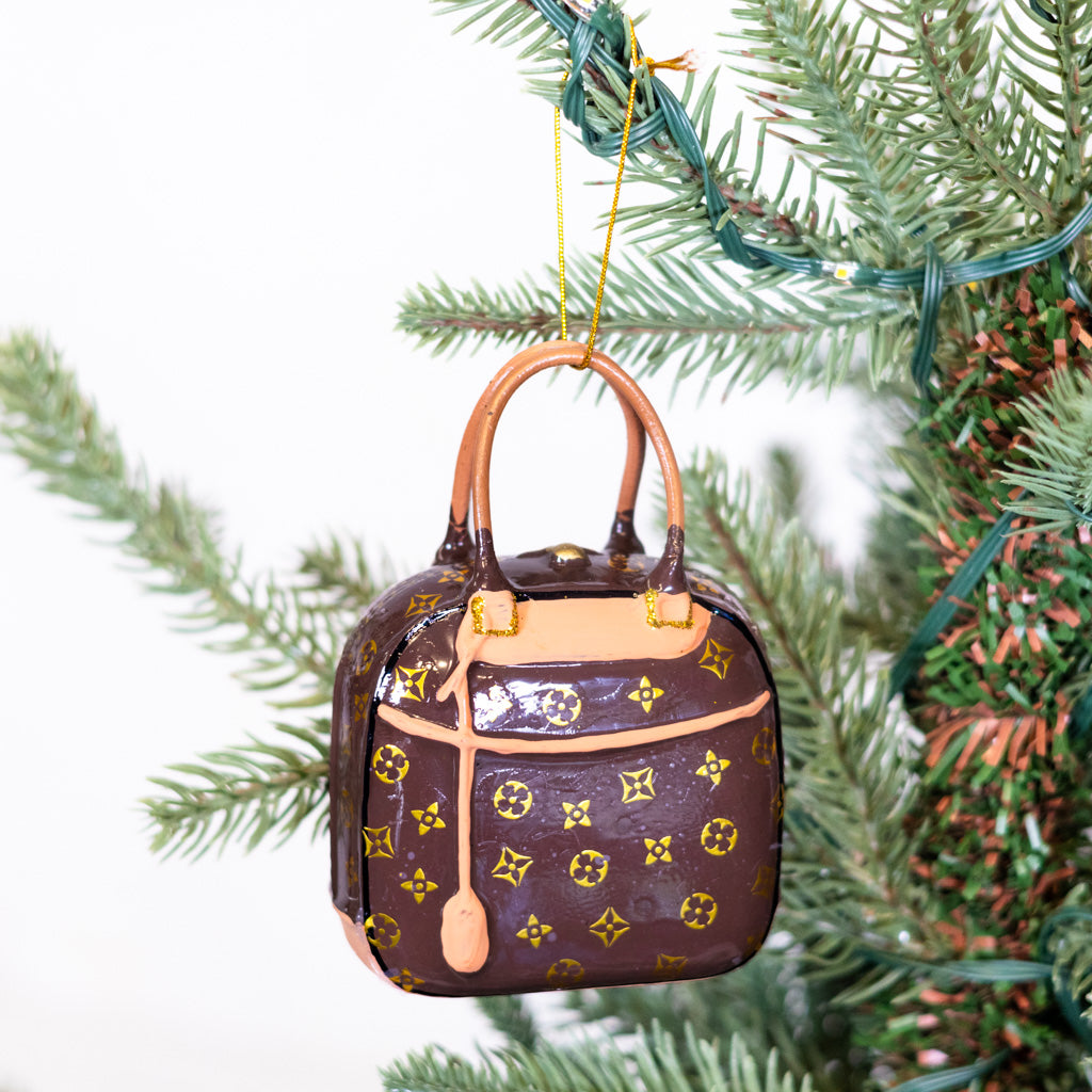 Luxury Brown Handbag Glass Onament