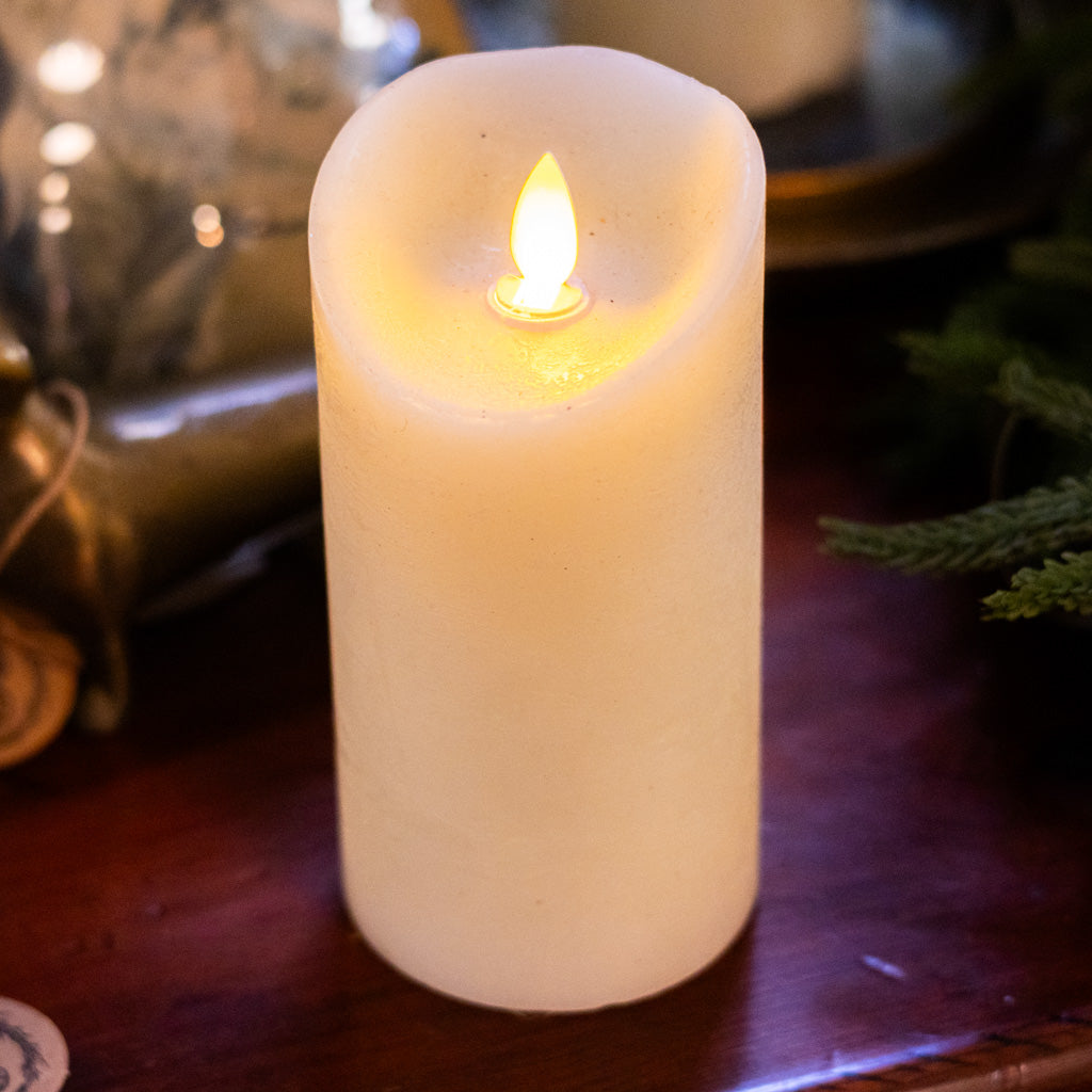 Flameless Flickering Candle with Timer Ivory Small