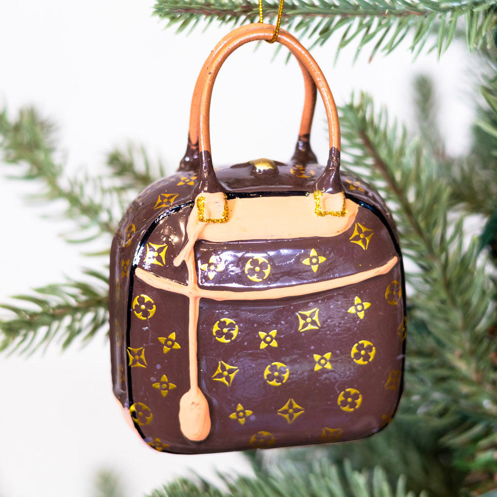 Luxury Brown Handbag Glass Onament