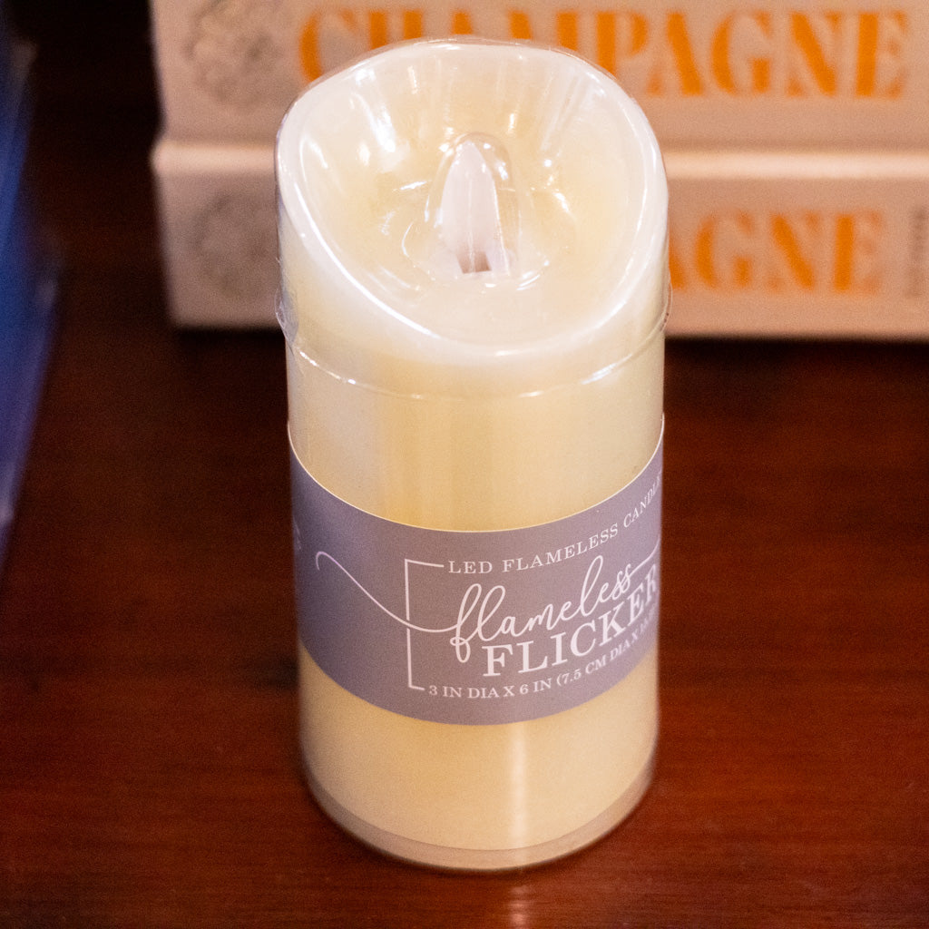 Flameless Flickering Candle with Timer Ivory Small