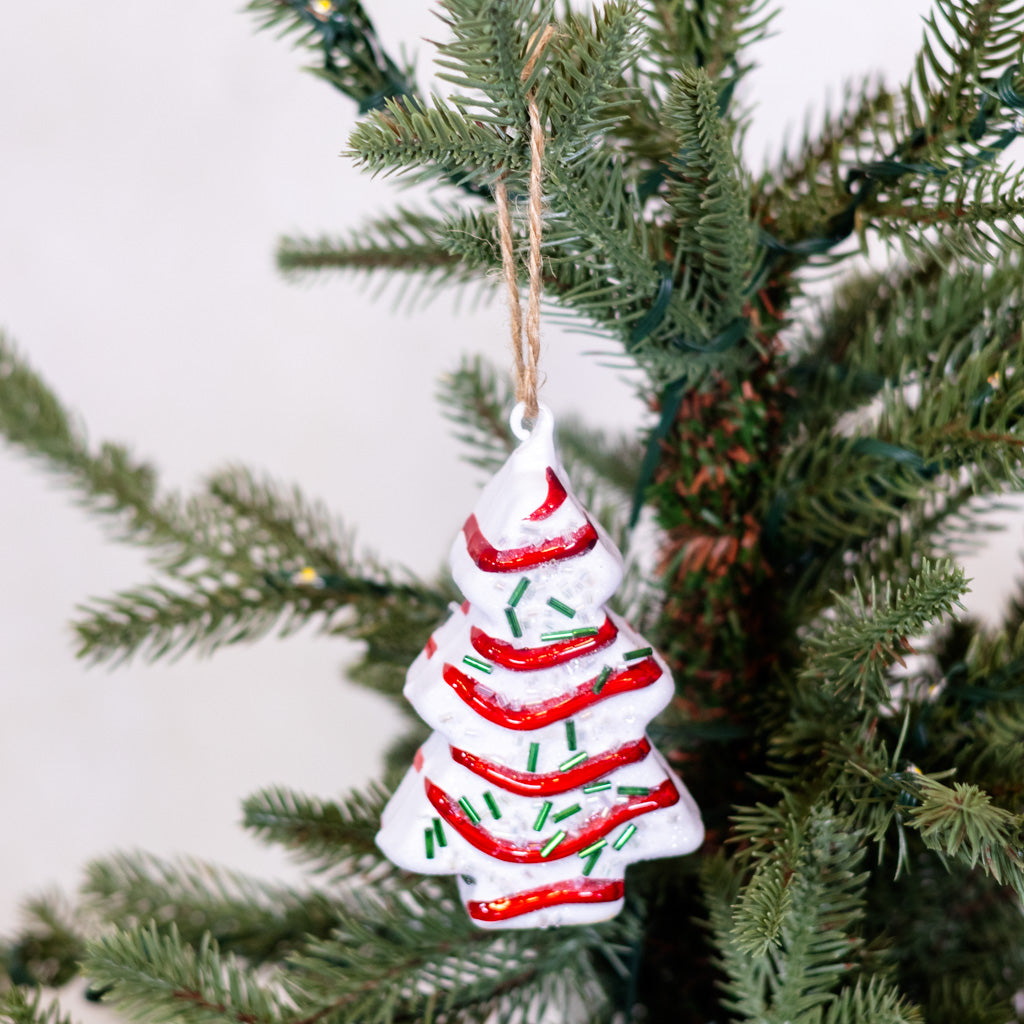 Christmas Tree Cake Glass Ornament
