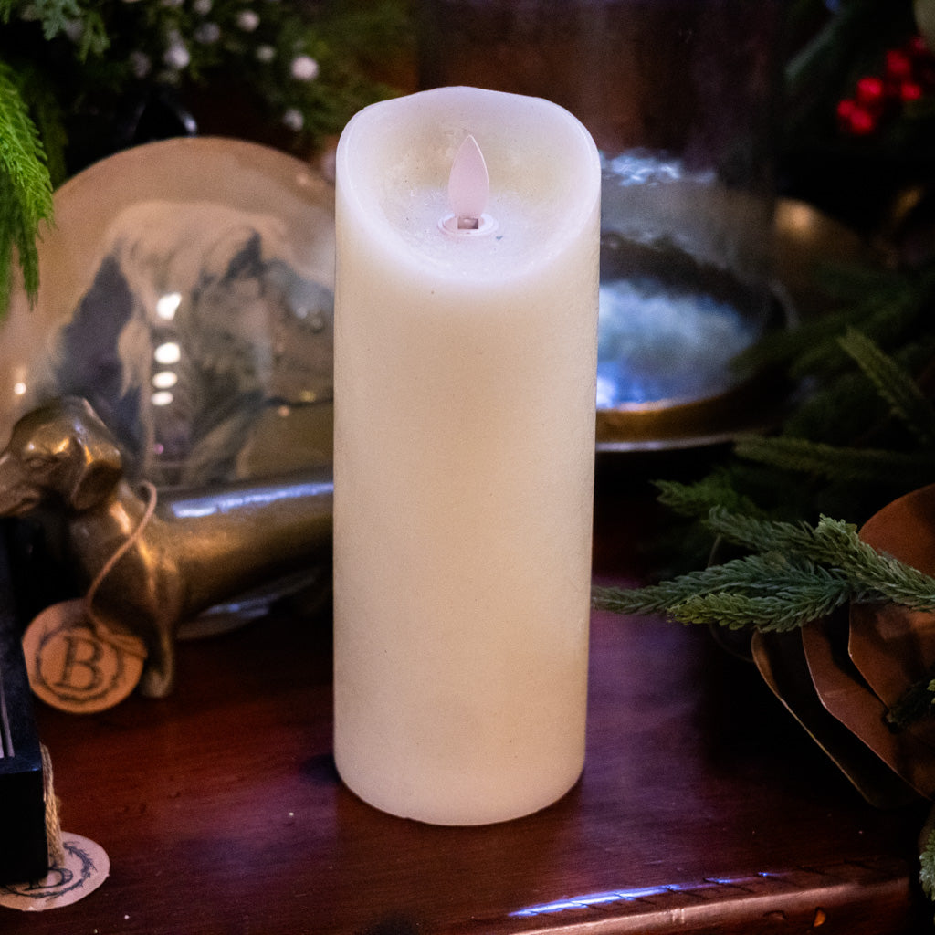 Flameless Flickering Candle with Timer Ivory Slim